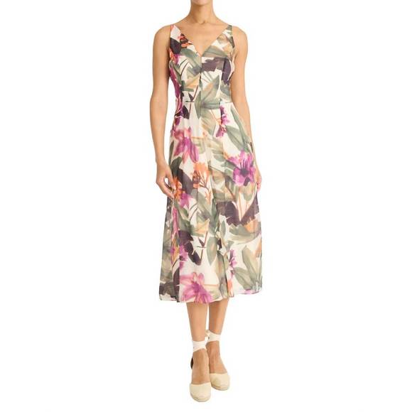 NEW MAGGY LONDON claribel v-neck midi dress in ivory berry - Picture 1 of 4